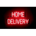 thumbnail image 1 of SpellBrite HOME DELIVERY LED Sign for Business. 28.4" x 15.0" Red HOME DELIVERY Sign Has Neon Sign Look With Energy Efficient LED Light Source. Visible from 500+ Feet, 8 Animation Settings., 1 of 4