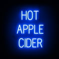 thumbnail image 1 of SpellBrite HOT APPLE CIDER LED Sign for Business. 19.5" x 23.8" Blue HOT APPLE CIDER Sign Has Neon Sign Look With Energy Efficient LED Light Source. Visible from 500+ Feet, 8 Animation Settings., 1 of 4