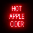 thumbnail image 1 of SpellBrite HOT APPLE CIDER LED Sign for Business. 19.5" x 23.8" Red HOT APPLE CIDER Sign Has Neon Sign Look With Energy Efficient LED Light Source. Visible from 500+ Feet, 8 Animation Settings., 1 of 4