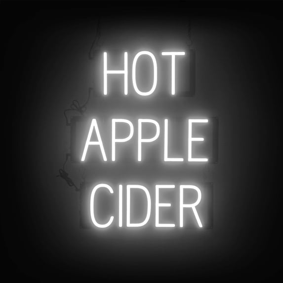 SpellBrite HOT APPLE CIDER LED Sign for Business. 19.5" x 23.8" White HOT APPLE CIDER Sign Has Neon Sign Look With Energy Efficient LED Light Source. Visible from 500+ Feet, 8 Animation Settings.