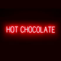SpellBrite HOT CHOCOLATE LED Sign for Business. 48.8" x 6.3" Red HOT CHOCOLATE Sign Has Neon Sign Look With Energy Efficient LED Light Source. Visible from 500  Feet, 8 Animation Settings.