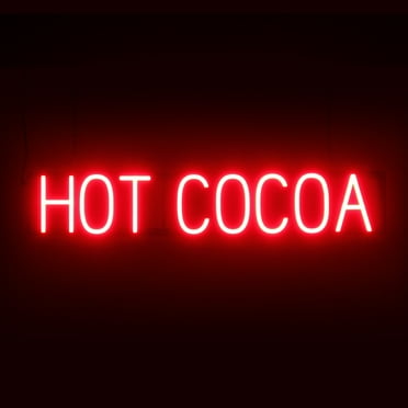 SpellBrite HOT COCOA LED Sign for Business. 35.0" x 6.3" Red HOT COCOA Sign Has Neon Sign Look With Energy Efficient LED Light Source. Visible from 500+ Feet, 8 Animation Settings.