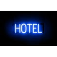 thumbnail image 1 of SpellBrite HOTEL LED Sign for Business. 19.8" x 6.3" Blue HOTEL Sign Has Neon Sign Look With Energy Efficient LED Light Source. Visible from 500+ Feet, 8 Animation Settings., 1 of 4