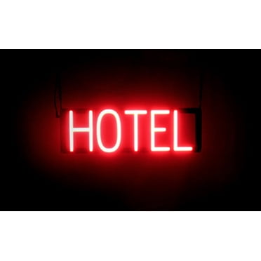 SpellBrite HOTEL LED Sign for Business. 19.8" x 6.3" Red HOTEL Sign Has Neon Sign Look With Energy Efficient LED Light Source. Visible from 500+ Feet, 8 Animation Settings.