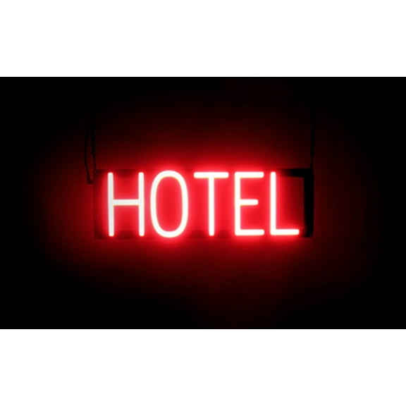 SpellBrite HOTEL LED Sign for Business. 19.8" x 6.3" Red HOTEL Sign Has Neon Sign Look With Energy Efficient LED Light Source. Visible from 500+ Feet, 8 Animation Settings.