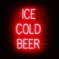 thumbnail image 1 of SpellBrite ICE COLD BEER LED Sign for Business. 16.8" x 23.8" Red ICE COLD BEER Sign Has Neon Sign Look With Energy Efficient LED Light Source. Visible from 500+ Feet, 8 Animation Settings., 1 of 4
