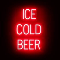 SpellBrite ICE COLD BEER LED Sign for Business. 16.8" x 23.8" Red ICE COLD BEER Sign Has Neon Sign Look With Energy Efficient LED Light Source. Visible from 500  Feet, 8 Animation Settings.