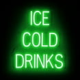 thumbnail image 1 of SpellBrite ICE COLD DRINKS LED Sign for Business. 21.9" x 23.8" Green ICE COLD DRINKS Sign Has Neon Sign Look With Energy Efficient LED Light Source. Visible from 500+ Feet, 8 Animation Settings., 1 of 4