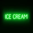 thumbnail image 1 of SpellBrite ICE CREAM LED Sign for Business. 31.7" x 6.3" Green ICE CREAM Sign Has Neon Sign Look With Energy Efficient LED Light Source. Visible from 500+ Feet, 8 Animation Settings., 1 of 4
