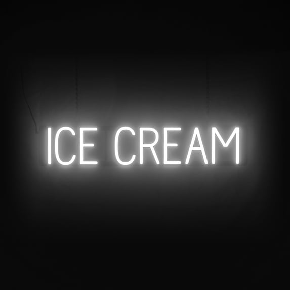 SpellBrite ICE CREAM LED Sign for Business. 31.7" x 6.3" White ICE CREAM Sign Has Neon Sign Look With Energy Efficient LED Light Source. Visible from 500+ Feet, 8 Animation Settings.