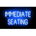 thumbnail image 1 of SpellBrite IMMEDIATE SEATING LED Sign for Business. 31.6" x 15.0" Blue IMMEDIATE SEATING Sign Has Neon Sign Look With Energy Efficient LED Light Source. Visible from 500+ Feet, 8 Animation Settings., 1 of 4