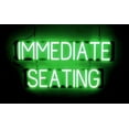 thumbnail image 1 of SpellBrite IMMEDIATE SEATING LED Sign for Business. 31.6" x 15.0" Green IMMEDIATE SEATING Sign Has Neon Sign Look With Energy Efficient LED Light Source. Visible from 500+ Feet, 8 Animation Settings., 1 of 4