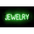 thumbnail image 1 of SpellBrite JEWELRY LED Sign for Business. 28.0" x 6.3" Green JEWELRY Sign Has Neon Sign Look With Energy Efficient LED Light Source. Visible from 500+ Feet, 8 Animation Settings., 1 of 4