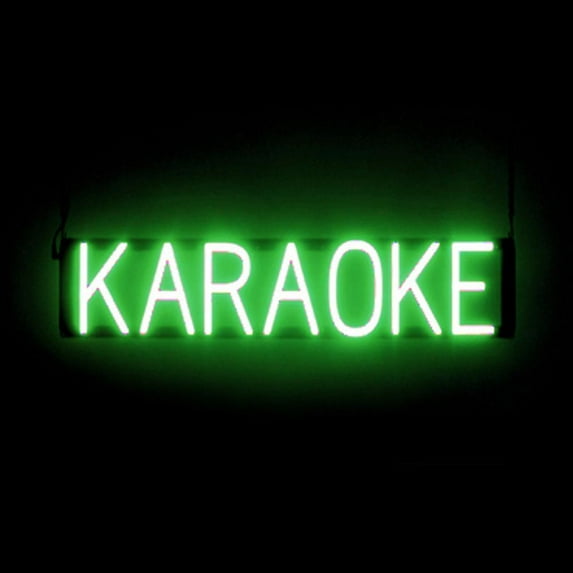 SpellBrite KARAOKE LED Sign for Business. 28.6" x 6.3" Green KARAOKE Sign Has Neon Sign Look With Energy Efficient LED Light Source. Visible from 500+ Feet, 8 Animation Settings.