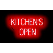 SpellBrite KITCHEN'S OPEN LED Sign for Business. 29.9" x 15.0" Red KITCHEN'S OPEN Sign Has Neon Sign Look With Energy Efficient LED Light Source. Visible from 500  Feet, 8 Animation Settings.