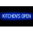 thumbnail image 1 of SpellBrite KITCHEN'S OPEN LED Sign for Business. 46.3" x 6.3" Blue KITCHEN'S OPEN Sign Has Neon Sign Look With Energy Efficient LED Light Source. Visible from 500+ Feet, 8 Animation Settings., 1 of 4