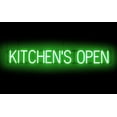 thumbnail image 1 of SpellBrite KITCHEN'S OPEN LED Sign for Business. 46.3" x 6.3" Green KITCHEN'S OPEN Sign Has Neon Sign Look With Energy Efficient LED Light Source. Visible from 500+ Feet, 8 Animation Settings., 1 of 4