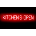 thumbnail image 1 of SpellBrite KITCHEN'S OPEN LED Sign for Business. 46.3" x 6.3" Red KITCHEN'S OPEN Sign Has Neon Sign Look With Energy Efficient LED Light Source. Visible from 500+ Feet, 8 Animation Settings., 1 of 4