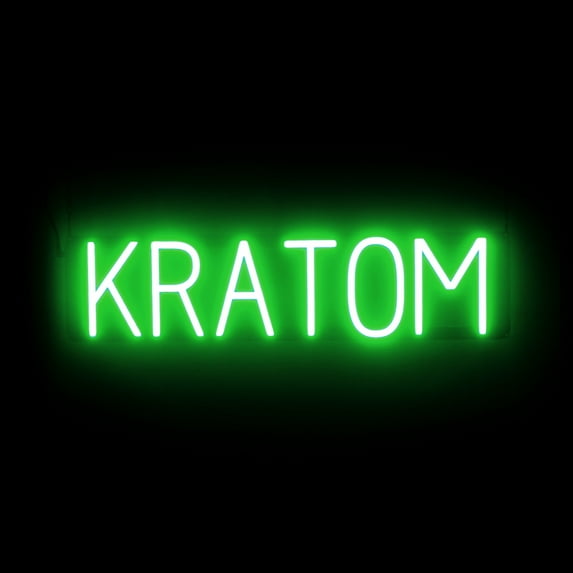 SpellBrite KRATOM LED Sign for Business. 25.9" x 6.3" Green KRATOM Sign Has Neon Sign Look With Energy Efficient LED Light Source. Visible from 500+ Feet, 8 Animation Settings.