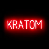 SpellBrite KRATOM LED Sign for Business. 25.9" x 6.3" Red KRATOM Sign Has Neon Sign Look With Energy Efficient LED Light Source. Visible from 500  Feet, 8 Animation Settings.
