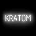 thumbnail image 1 of SpellBrite KRATOM LED Sign for Business. 25.9" x 6.3" White KRATOM Sign Has Neon Sign Look With Energy Efficient LED Light Source. Visible from 500+ Feet, 8 Animation Settings., 1 of 4