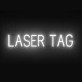 thumbnail image 1 of SpellBrite LASER TAG LED Sign for Business. 33.6" x 6.3" White LASER TAG Sign Has Neon Sign Look With Energy Efficient LED Light Source. Visible from 500+ Feet, 8 Animation Settings., 1 of 4