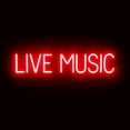 thumbnail image 1 of SpellBrite LIVE MUSIC LED Sign for Business. 32.7" x 6.3" Red LIVE MUSIC Sign Has Neon Sign Look With Energy Efficient LED Light Source. Visible from 500+ Feet, 8 Animation Settings., 1 of 4