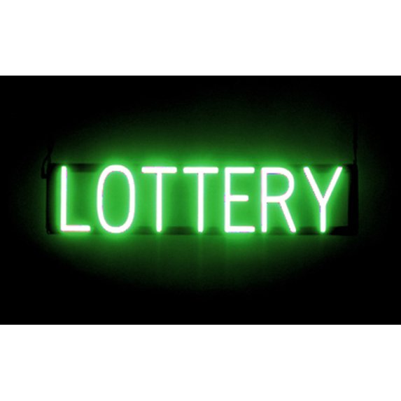 SpellBrite LOTTERY LED Sign for Business. 25.4" x 6.3" Green LOTTERY Sign Has Neon Sign Look With Energy Efficient LED Light Source. Visible from 500+ Feet, 8 Animation Settings.