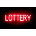 thumbnail image 1 of SpellBrite LOTTERY LED Sign for Business. 25.4" x 6.3" Red LOTTERY Sign Has Neon Sign Look With Energy Efficient LED Light Source. Visible from 500+ Feet, 8 Animation Settings., 1 of 4