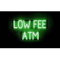 thumbnail image 1 of SpellBrite LOW FEE ATM LED Sign for Business. 26.5" x 15.0" Green LOW FEE ATM Sign Has Neon Sign Look With Energy Efficient LED Light Source. Visible from 500+ Feet, 8 Animation Settings., 1 of 4