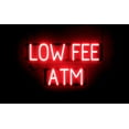 thumbnail image 1 of SpellBrite LOW FEE ATM LED Sign for Business. 26.5" x 15.0" Red LOW FEE ATM Sign Has Neon Sign Look With Energy Efficient LED Light Source. Visible from 500+ Feet, 8 Animation Settings., 1 of 4