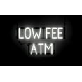 thumbnail image 1 of SpellBrite LOW FEE ATM LED Sign for Business. 26.5" x 15.0" White LOW FEE ATM Sign Has Neon Sign Look With Energy Efficient LED Light Source. Visible from 500+ Feet, 8 Animation Settings., 1 of 4