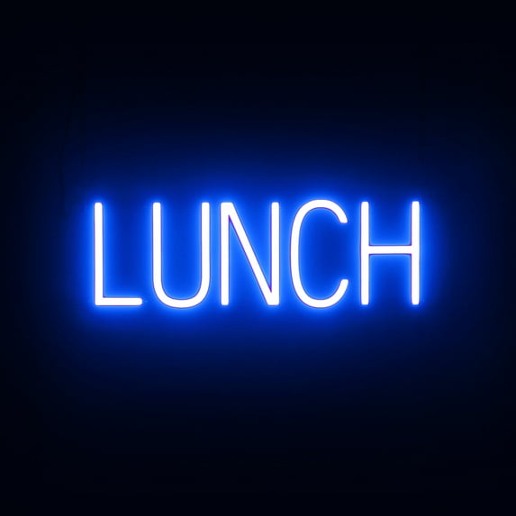 SpellBrite LUNCH LED Sign for Business. 20.3" x 6.3" Blue LUNCH Sign Has Neon Sign Look With Energy Efficient LED Light Source. Visible from 500+ Feet, 8 Animation Settings.