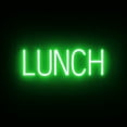 thumbnail image 1 of SpellBrite LUNCH LED Sign for Business. 20.3" x 6.3" Green LUNCH Sign Has Neon Sign Look With Energy Efficient LED Light Source. Visible from 500+ Feet, 8 Animation Settings., 1 of 4