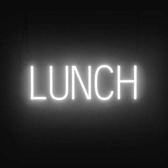 SpellBrite LUNCH LED Sign for Business. 20.3" x 6.3" White LUNCH Sign Has Neon Sign Look With Energy Efficient LED Light Source. Visible from 500+ Feet, 8 Animation Settings.