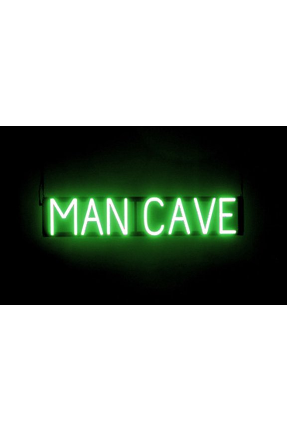 MAN CAVE LED Sign for Business. 32.0" x 6.3" Green MAN CAVE Sign Has Neon Sign Look With Energy Efficient LED Light Source. Visible from 500+ Feet, 8 Animation Settings.