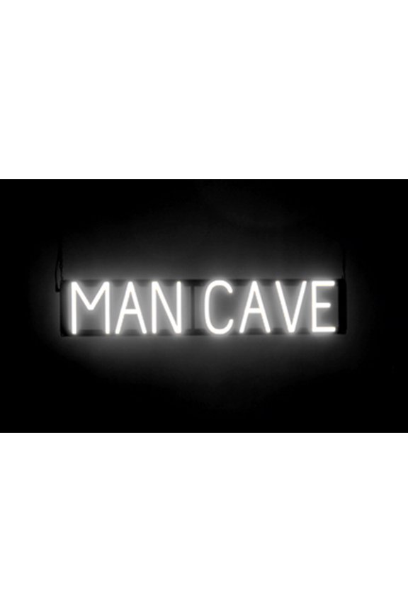 MAN CAVE LED Sign for Business. 32.0" x 6.3" White MAN CAVE Sign Has Neon Sign Look With Energy Efficient LED Light Source. Visible from 500+ Feet, 8 Animation Settings.