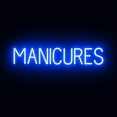 thumbnail image 1 of SpellBrite MANICURES LED Sign for Business. 33.9" x 6.3" Blue MANICURES Sign Has Neon Sign Look With Energy Efficient LED Light Source. Visible from 500+ Feet, 8 Animation Settings., 1 of 4