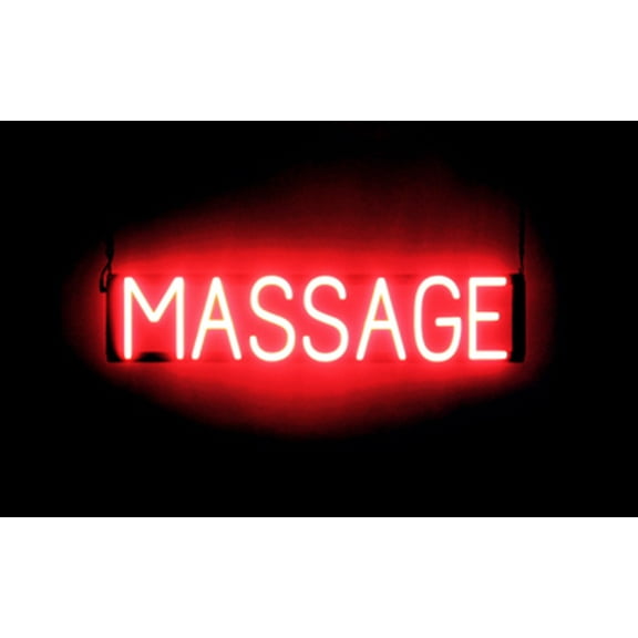 SpellBrite MASSAGE LED Sign for Business. 29.6" x 6.3" Red MASSAGE Sign Has Neon Sign Look With Energy Efficient LED Light Source. Visible from 500+ Feet, 8 Animation Settings.
