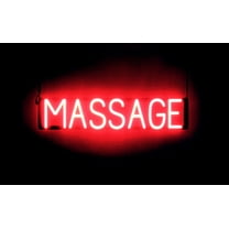 SpellBrite MASSAGE LED Sign for Business. 29.6" x 6.3" Red MASSAGE Sign Has Neon Sign Look With Energy Efficient LED Light Source. Visible from 500 Feet, 8 Animation Settings.