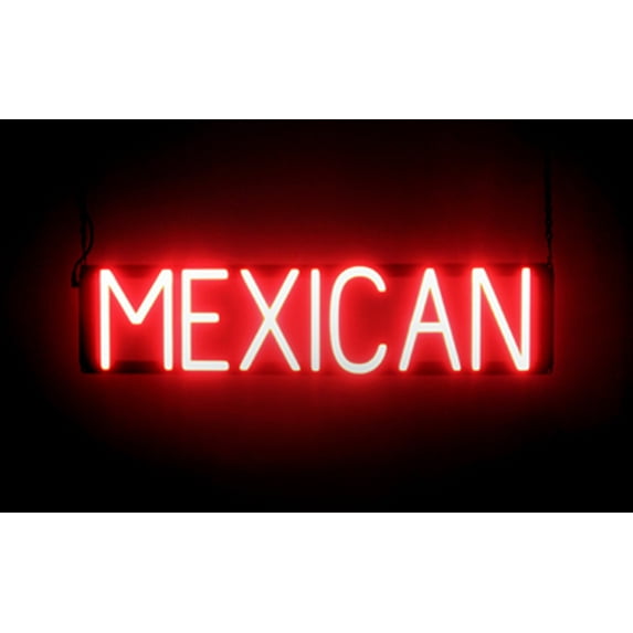 SpellBrite MEXICAN LED Sign for Business. 26.9" x 6.3" Red MEXICAN Sign Has Neon Sign Look With Energy Efficient LED Light Source. Visible from 500+ Feet, 8 Animation Settings.