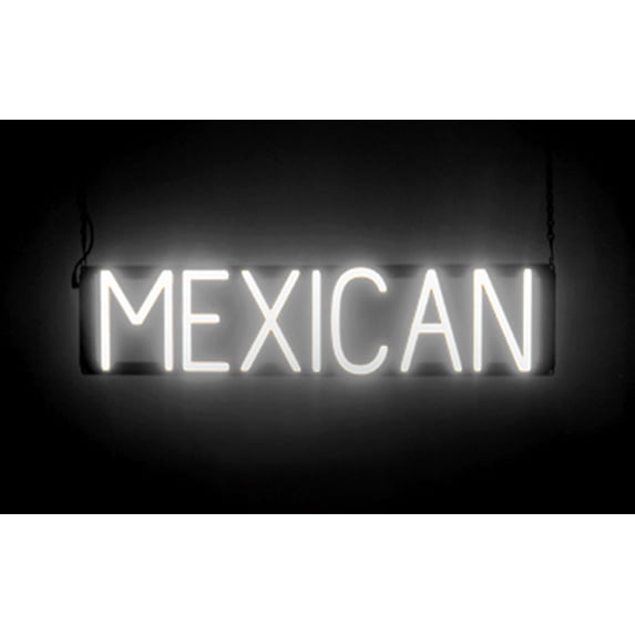 SpellBrite MEXICAN LED Sign for Business. 26.9" x 6.3" White MEXICAN Sign Has Neon Sign Look With Energy Efficient LED Light Source. Visible from 500+ Feet, 8 Animation Settings.