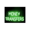 thumbnail image 1 of SpellBrite MONEY TRANSFERS LED Sign for Business. 34.8" x 15.0" Green MONEY TRANSFERS Sign Has Neon Sign Look With Energy Efficient LED Light Source. Visible from 500+ Feet, 8 Animation Settings., 1 of 4