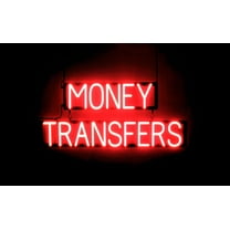 SpellBrite MONEY TRANSFERS LED Sign for Business. 34.8" x 15.0" Red MONEY TRANSFERS Sign Has Neon Sign Look With Energy Efficient LED Light Source. Visible from 500 Feet, 8 Animation Settings.