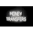 thumbnail image 1 of SpellBrite MONEY TRANSFERS LED Sign for Business. 34.8" x 15.0" White MONEY TRANSFERS Sign Has Neon Sign Look With Energy Efficient LED Light Source. Visible from 500+ Feet, 8 Animation Settings., 1 of 4