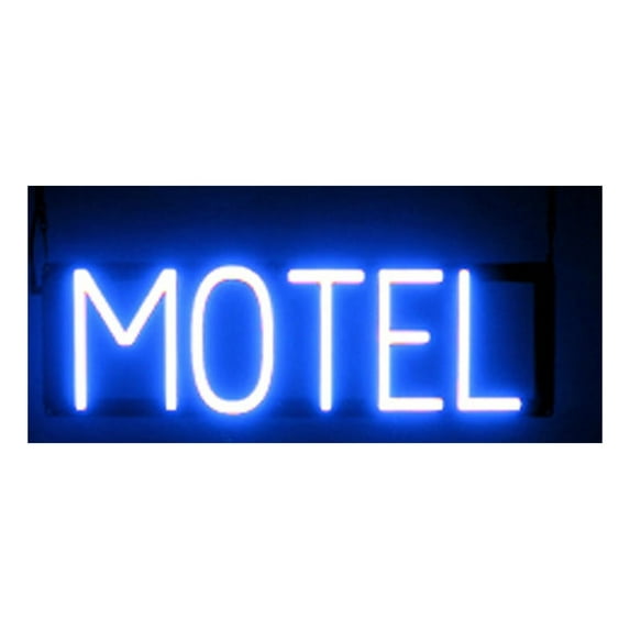 SpellBrite MOTEL LED Sign for Business. 20.8" x 6.3" Blue MOTEL Sign Has Neon Sign Look With Energy Efficient LED Light Source. Visible from 500+ Feet, 8 Animation Settings.