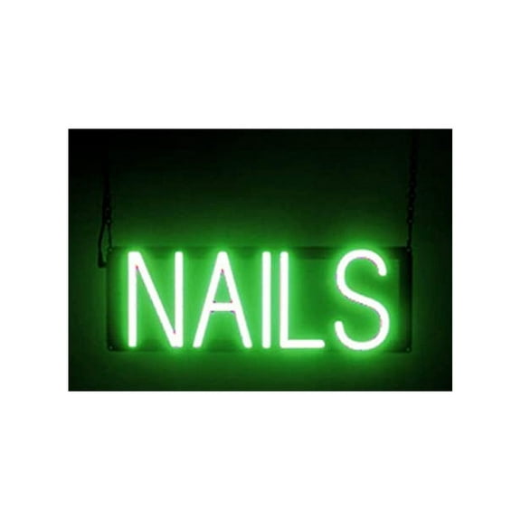 SpellBrite NAILS LED Sign for Business. 17.9" x 6.3" Green NAILS Sign Has Neon Sign Look With Energy Efficient LED Light Source. Visible from 500+ Feet, 8 Animation Settings.