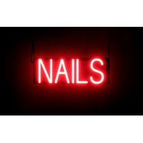 SpellBrite NAILS LED Sign for Business. 17.9" x 6.3" Red NAILS Sign Has Neon Sign Look With Energy Efficient LED Light Source. Visible from 500  Feet, 8 Animation Settings.
