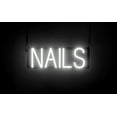thumbnail image 1 of SpellBrite NAILS LED Sign for Business. 17.9" x 6.3" White NAILS Sign Has Neon Sign Look With Energy Efficient LED Light Source. Visible from 500+ Feet, 8 Animation Settings., 1 of 4