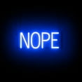thumbnail image 1 of SpellBrite NOPE LED Sign for Business. 16.5" x 6.3" Blue NOPE Sign Has Neon Sign Look With Energy Efficient LED Light Source. Visible from 500+ Feet, 8 Animation Settings., 1 of 4